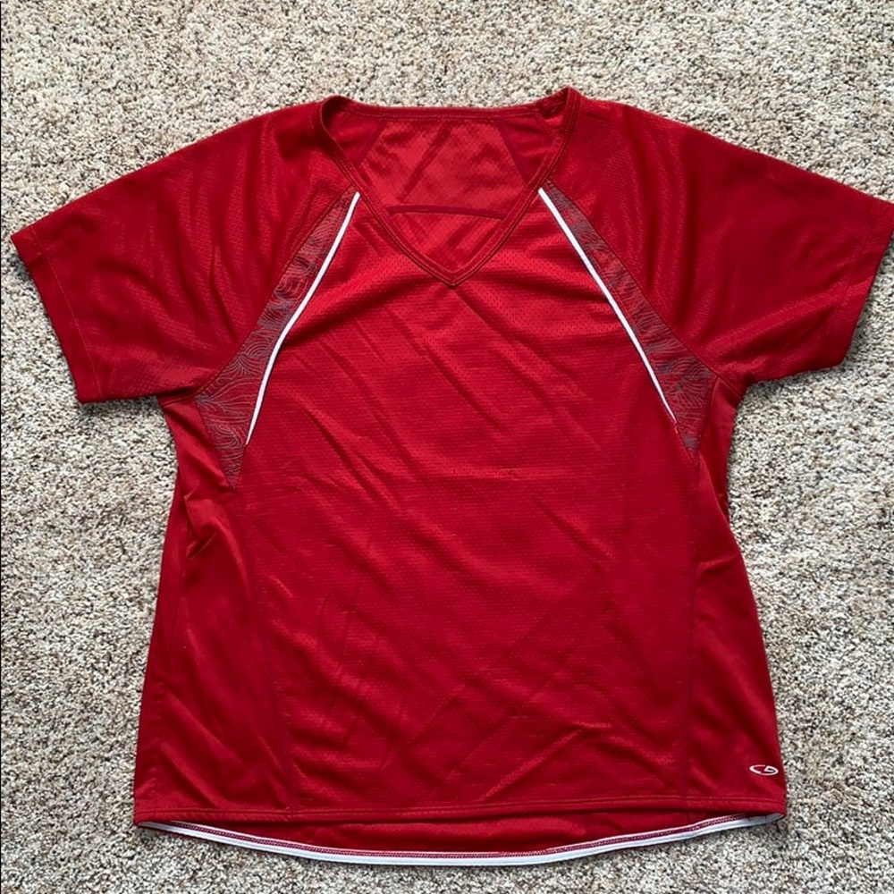 2/$12-Red with grey and white trim shirt s…